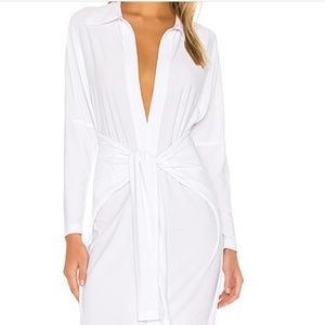 Norma Kamali Tie Front NK Shirt Dress